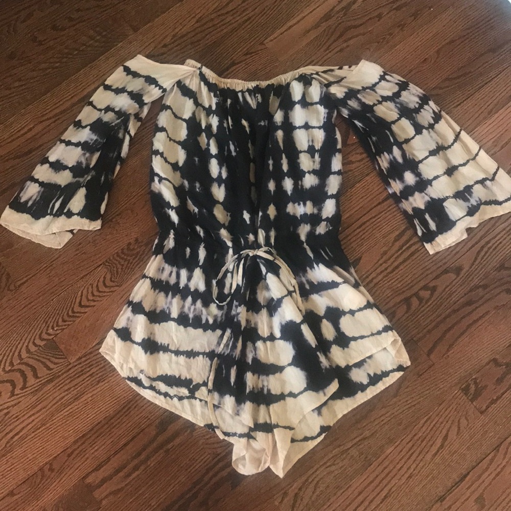 Black and Tan tie dye romper